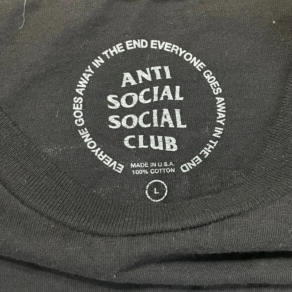 Anti Social Club ASSC Thoughts UFO Alien T-Shirt USA Made Black Large Men - Picture 6 of 9
